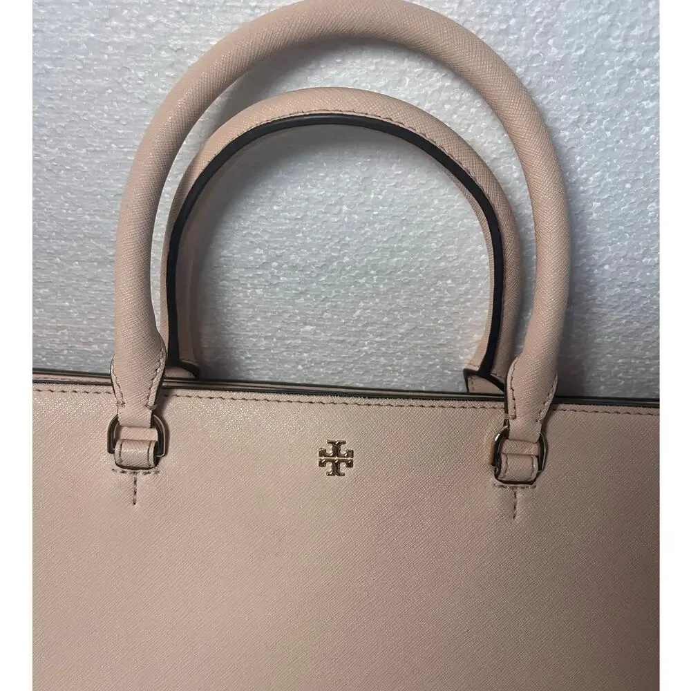 Tory Burch Soft Pink Large Robinson Crossbody Double Zip Satchel Bag